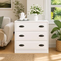 Engineered Wood High Gloss White Sideboard Storage Cabinet