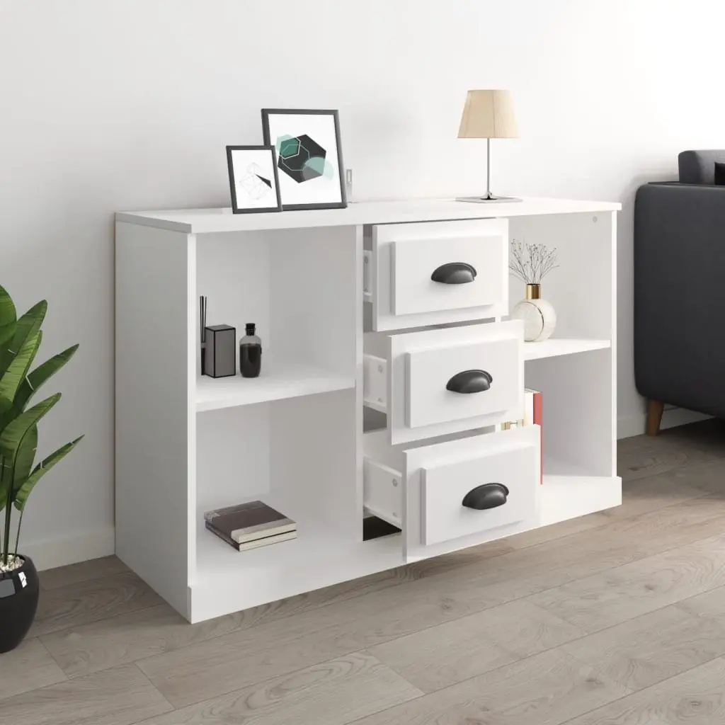 Sideboard Cabinet Storage Buffet Engineered Wood Ample Storage White