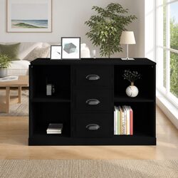 Black Sideboard Cabinet with Engineered Wood Construction