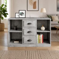 Engineered Wood Grey Sideboard Cabinet with Storage