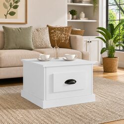 White High Gloss Coffee Table with Storage Drawer