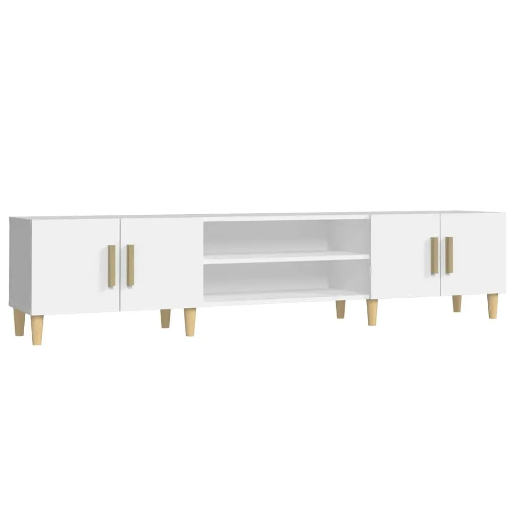 TV Stand Engineered Wood Spacious Storage 180cm White 4 Doors 4 Compartments