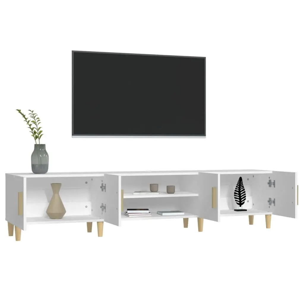 TV Stand Engineered Wood Spacious Storage 180cm White 4 Doors 4 Compartments