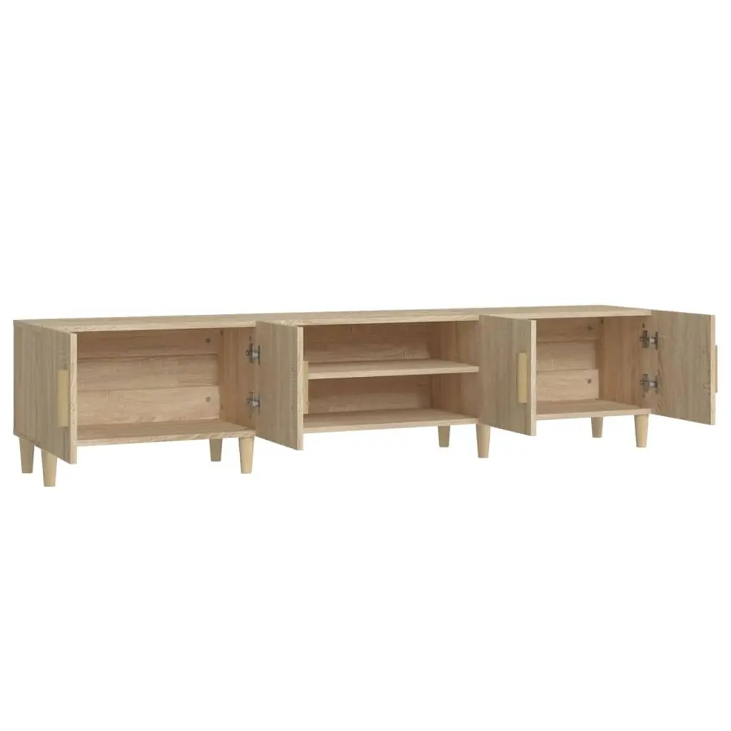 TV Cabinet Engineered Wood Storage 4 Compartment Brown
