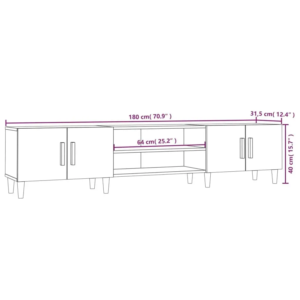 TV Cabinet Engineered Wood Storage 4 Compartment Brown