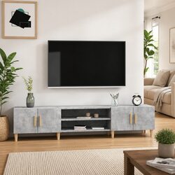 4-Door TV Cabinet in Grey Engineered Wood