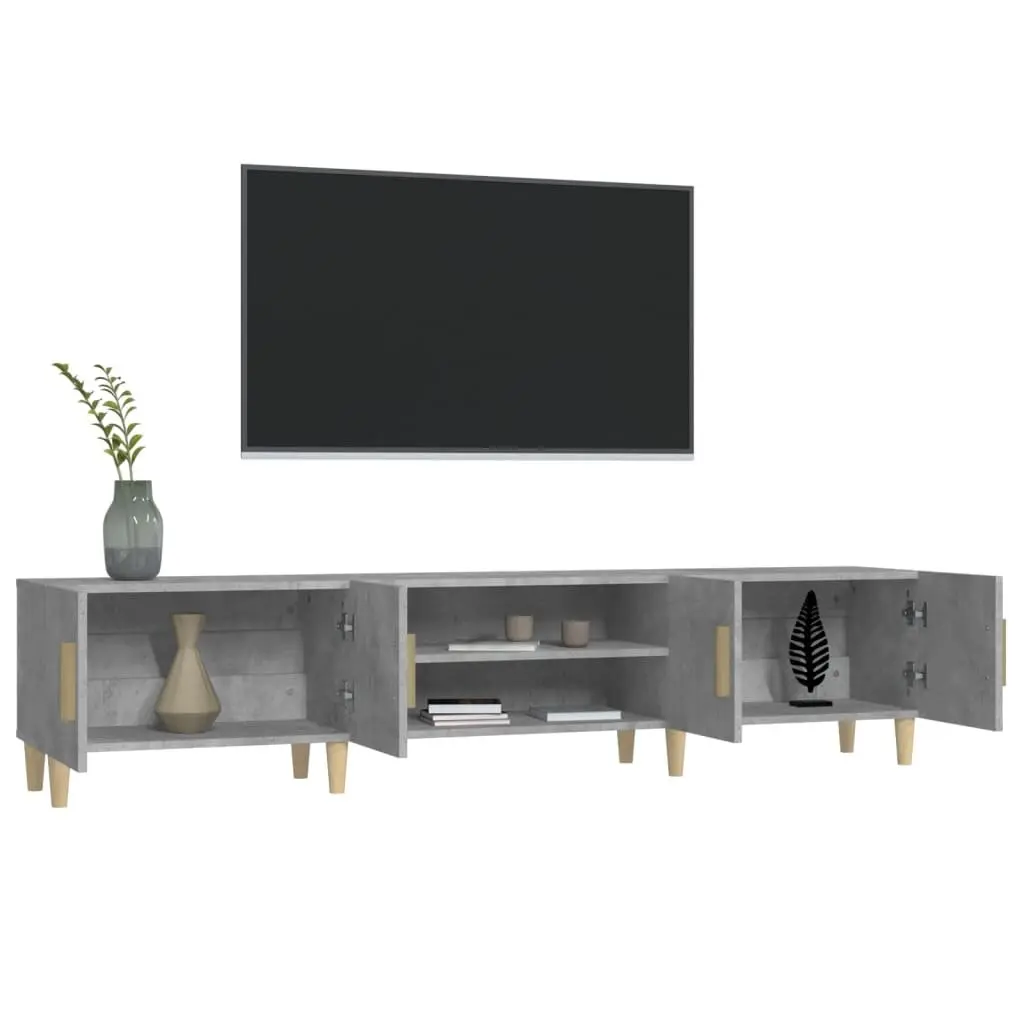 TV Cabinet Grey Engineered Wood Storage Unit 4 Compartments 4 Doors