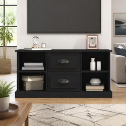 Black TV Cabinet 99.5x35.5x48 cm with Storage Drawers