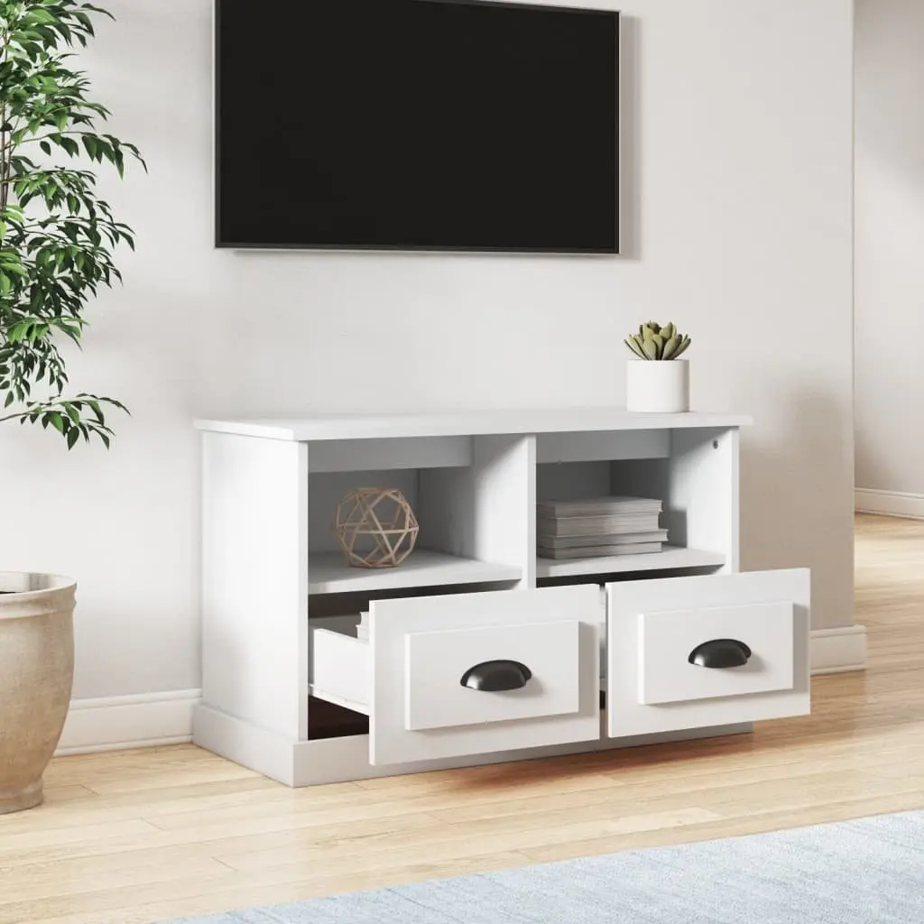 Engineered Wood TV Cabinet with Drawers White 80x35x50cm Storage Unit