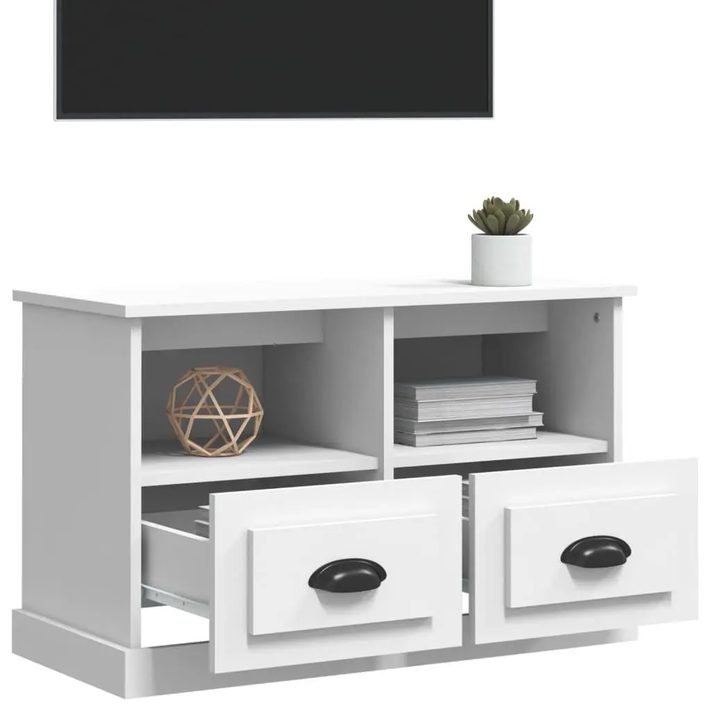 Engineered Wood TV Cabinet with Drawers White 80x35x50cm Storage Unit