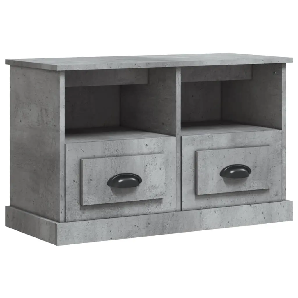 TV Stand Grey Engineered Wood Compact Storage Unit 2 Drawers 2 Open Compartments