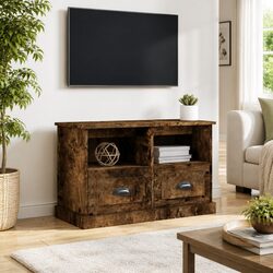 Engineered Wood TV Cabinet with Drawers and Compartments
