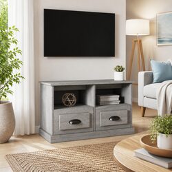 Engineered Wood TV Cabinet Grey Sonoma 80x35x50cm