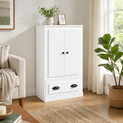 White Storage Highboard Cabinet 60x35.5x103.5cm