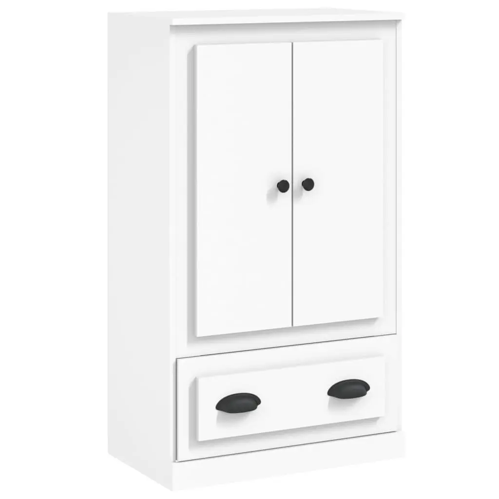 White Highboard Storage Cabinet 60x35.5x103.5cm Engineered Wood Sideboard