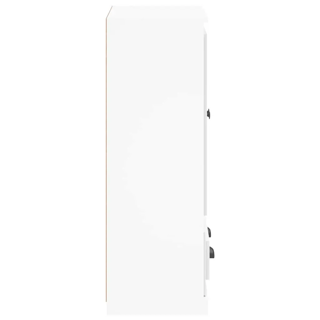 White Highboard Storage Cabinet 60x35.5x103.5cm Engineered Wood Sideboard