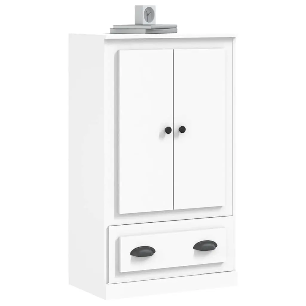 White Highboard Storage Cabinet 60x35.5x103.5cm Engineered Wood Sideboard