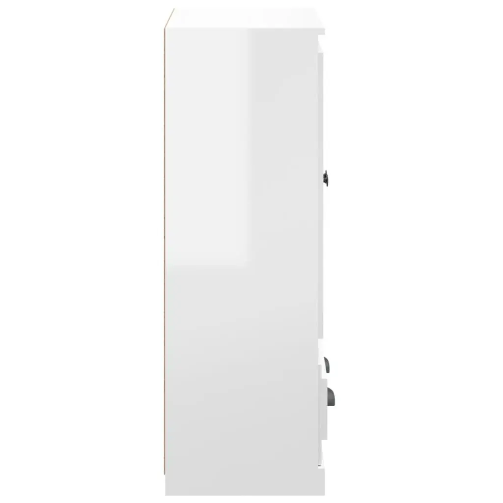 Highboard Storage Cabinet Engineered Wood High Gloss White 60 x 35.5 x 103.5 cm