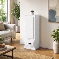 White Engineered Wood Highboard Storage Cabinet with Stability