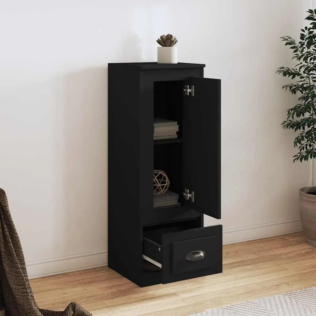 Highboard Storage Cabinet Engineered Wood Black Compact Display Unit 36x35.5x103.5cm