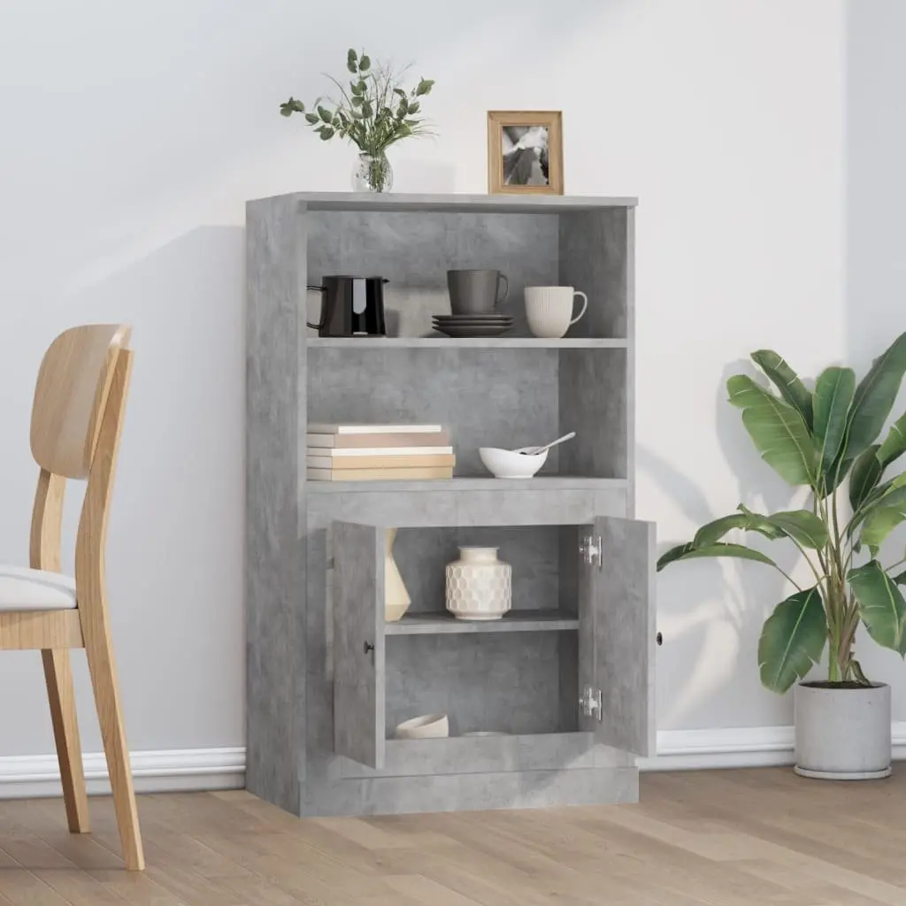 Grey Highboard Sideboard Storage Cabinet Engineered Wood 60x35.5x103.5 cm