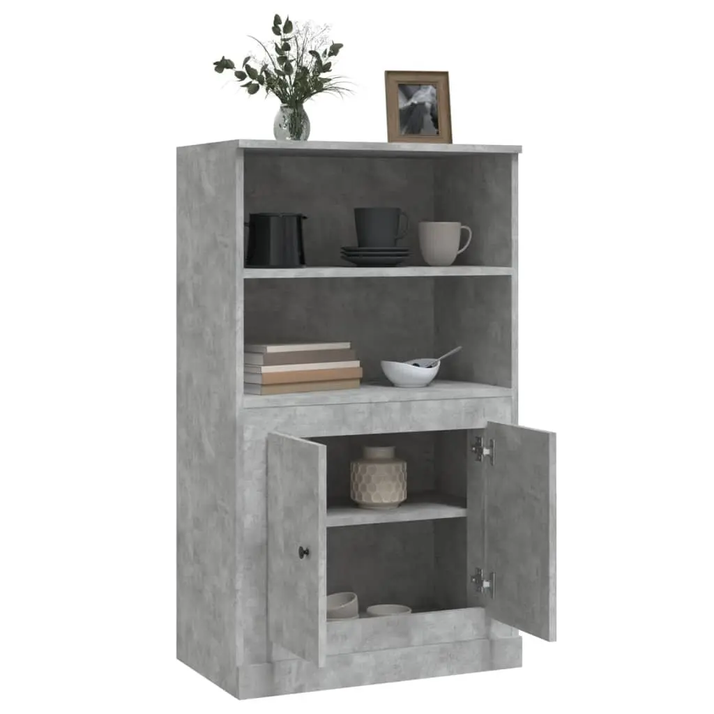 Grey Highboard Sideboard Storage Cabinet Engineered Wood 60x35.5x103.5 cm