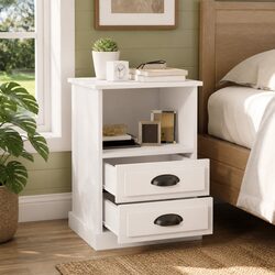 Engineered Wood Bedside Cabinets White 2 pcs Storage Solution