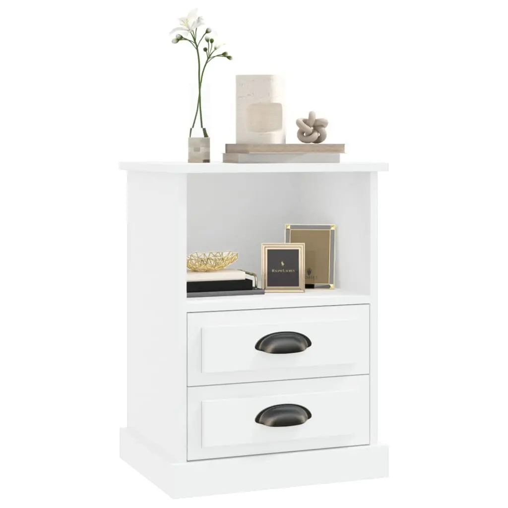 Bedside Cabinets 2 pcs White 43x36x60 cm Drawers Open Compartment Storage