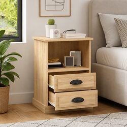 Sonoma Oak Bedside Cabinet with Dual Drawers