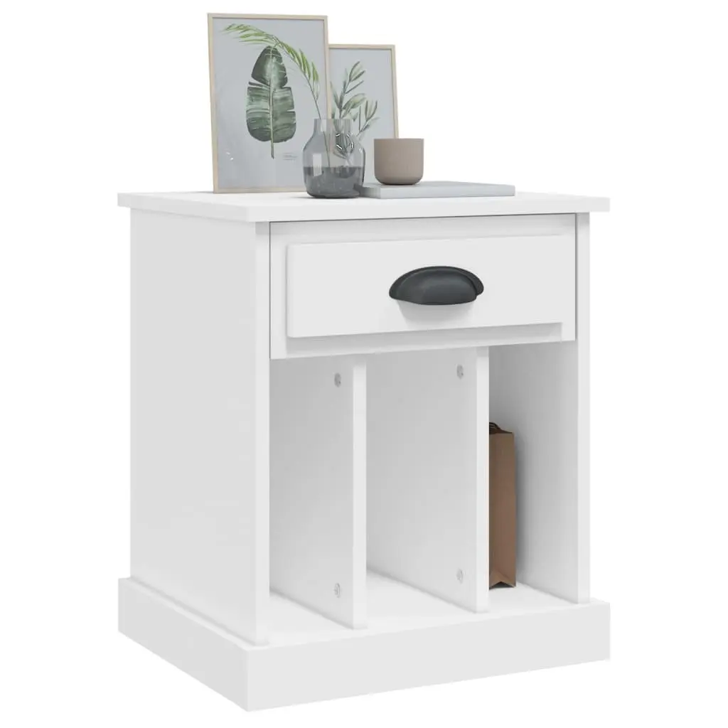 Bedside Table Convenience Feature White 43x36x50 cm Drawer Storage