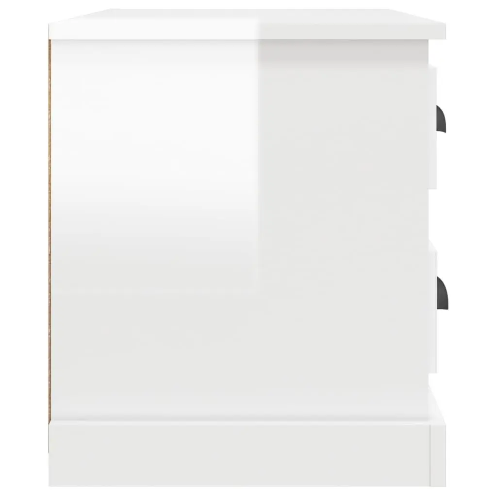 Bedside Table Modern White High Gloss Engineered Wood with Drawers 60 x 39 x 45 cm