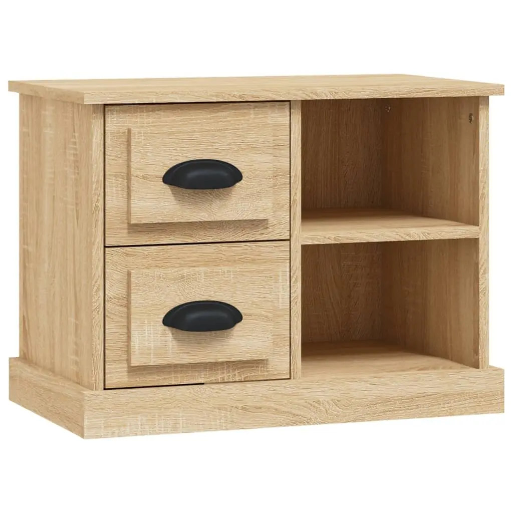 Bedside Cabinet Engineered Wood Ample Storage 2 Drawers 2 Compartments Brown