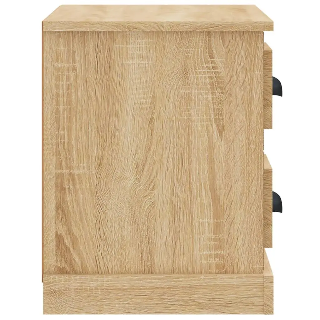 Bedside Cabinet Engineered Wood Ample Storage 2 Drawers 2 Compartments Brown