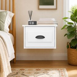 Wall-Mounted Nightstand Cabinet with Drawer in White