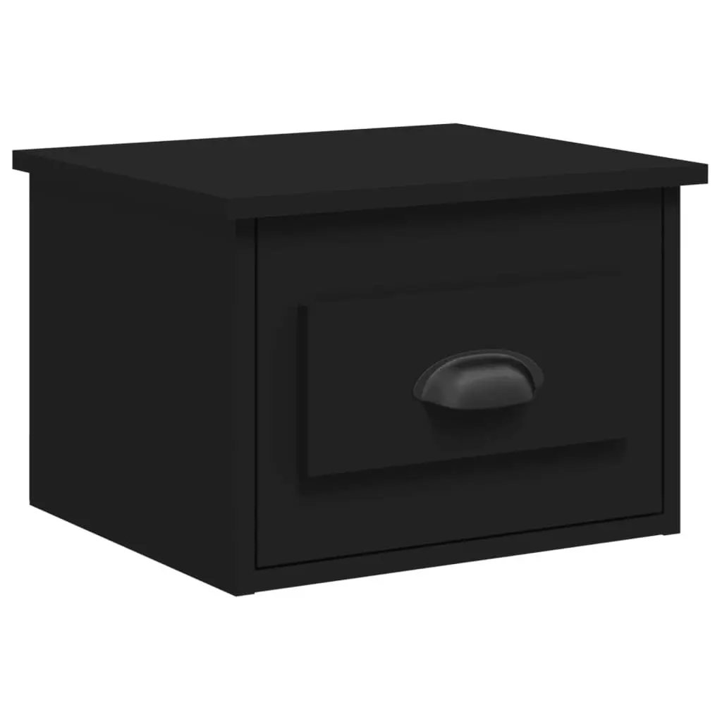 Wall-mounted Bedside Cabinet Space-saving Black Nightstand 41.5 x 36 x 28 cm