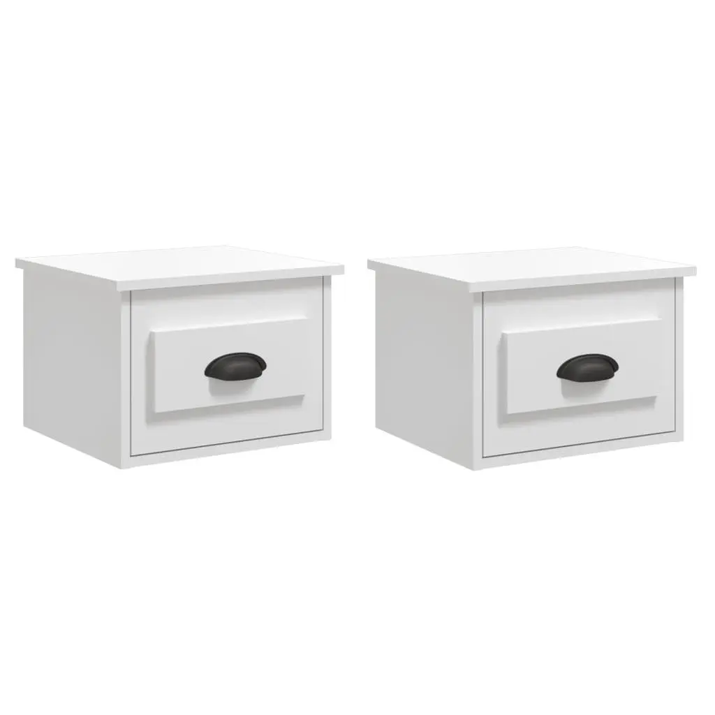 Wall-mounted Bedside Cabinets Space-saving 41.5 x 36 x 28 cm White High Gloss 2 Piece