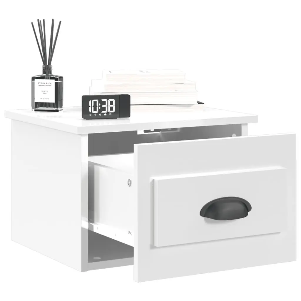 Wall-mounted Bedside Cabinets Space-saving 41.5 x 36 x 28 cm White High Gloss 2 Piece