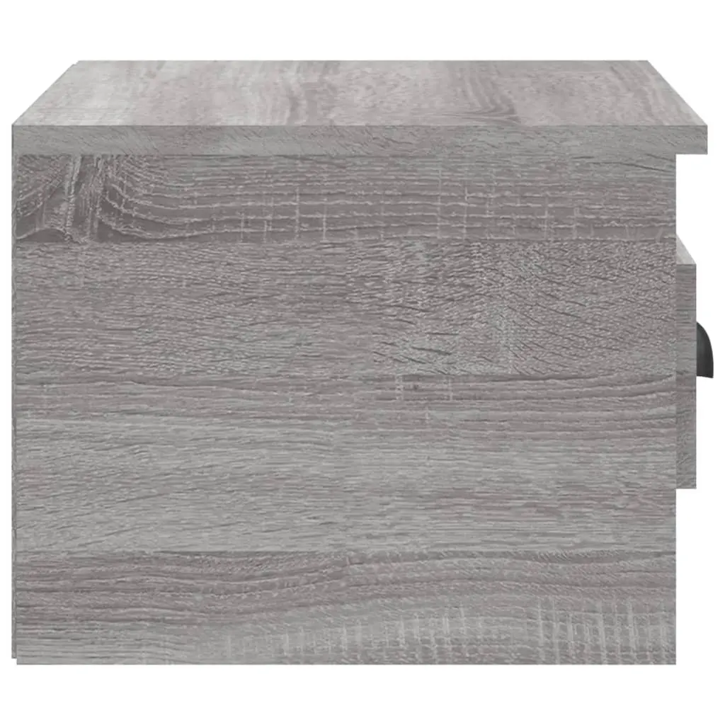 Floating Bedside Cabinets Grey Sonoma 2 Piece Wall-mounted Storage Drawer