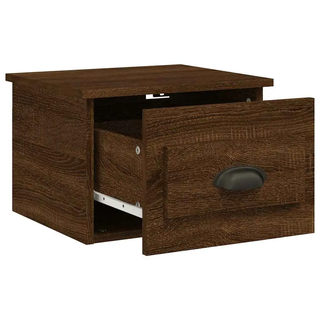Wall-mounted Bedside Cabinets Storage Drawer 41.5 x 36 x 28 cm Brown Oak 2 Piece