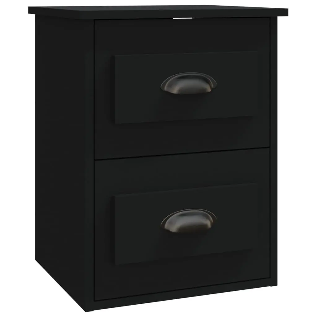 Wall-mounted Bedside Cabinet Floating Storage Unit 41.5x36x53cm Black