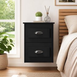 Wall-Mounted Bedside Cabinet with Two Drawers