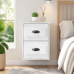 Wall-Mounted Bedside Cabinet with 2 Storage Drawers
