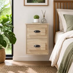 Floating Storage Unit: Wall-Mounted Bedside Cabinet in Brown