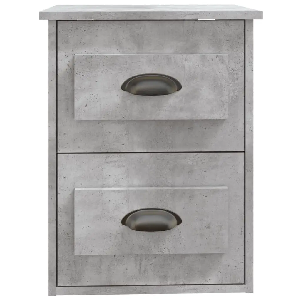 Bedside Cabinet Wall Mounted Floating Storage 2 Drawers Grey