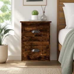 Brown Wall-mounted Bedside Cabinets - Floating Storage 2 pcs