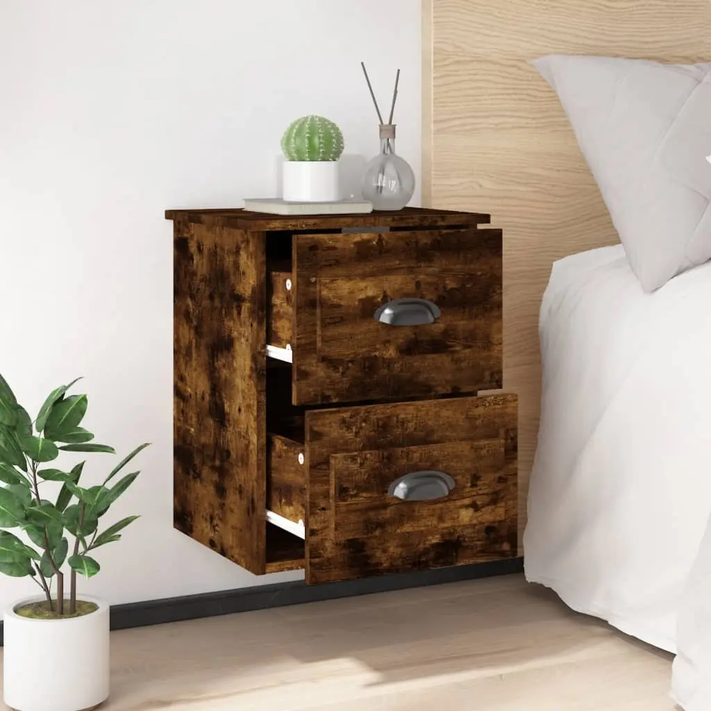 Wall-mounted Bedside Cabinets 2 pcs Brown Floating Storage Drawers 41.5x36x53cm