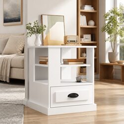 White Engineered Wood Side Table 50x50x60 cm