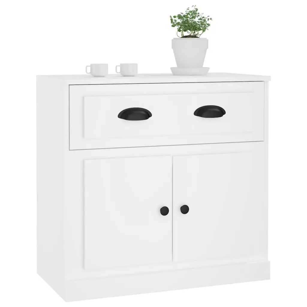 White Sideboard Storage Cabinet 70x35.5x67.5cm Engineered Wood with Doors