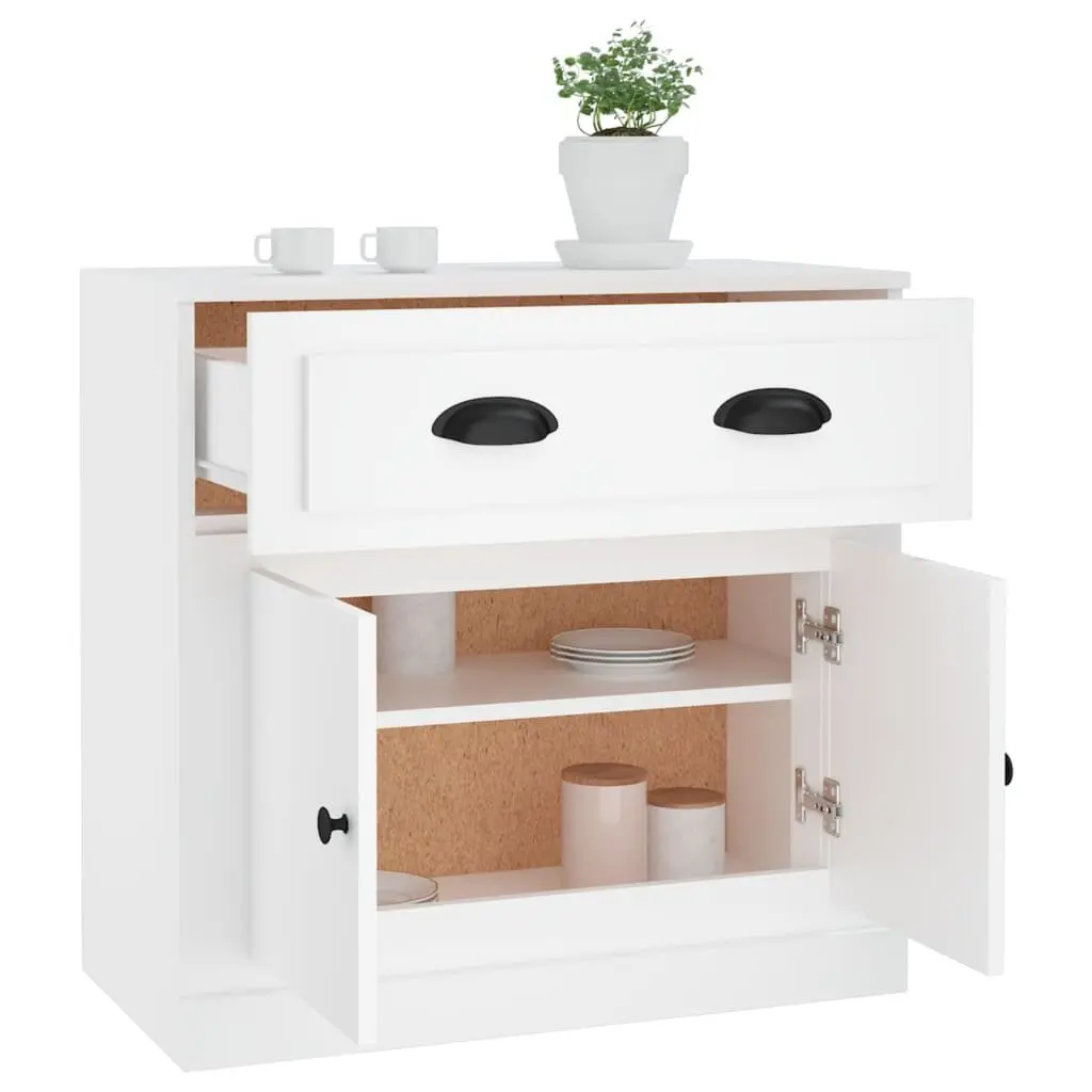White Sideboard Storage Cabinet 70x35.5x67.5cm Engineered Wood with Doors