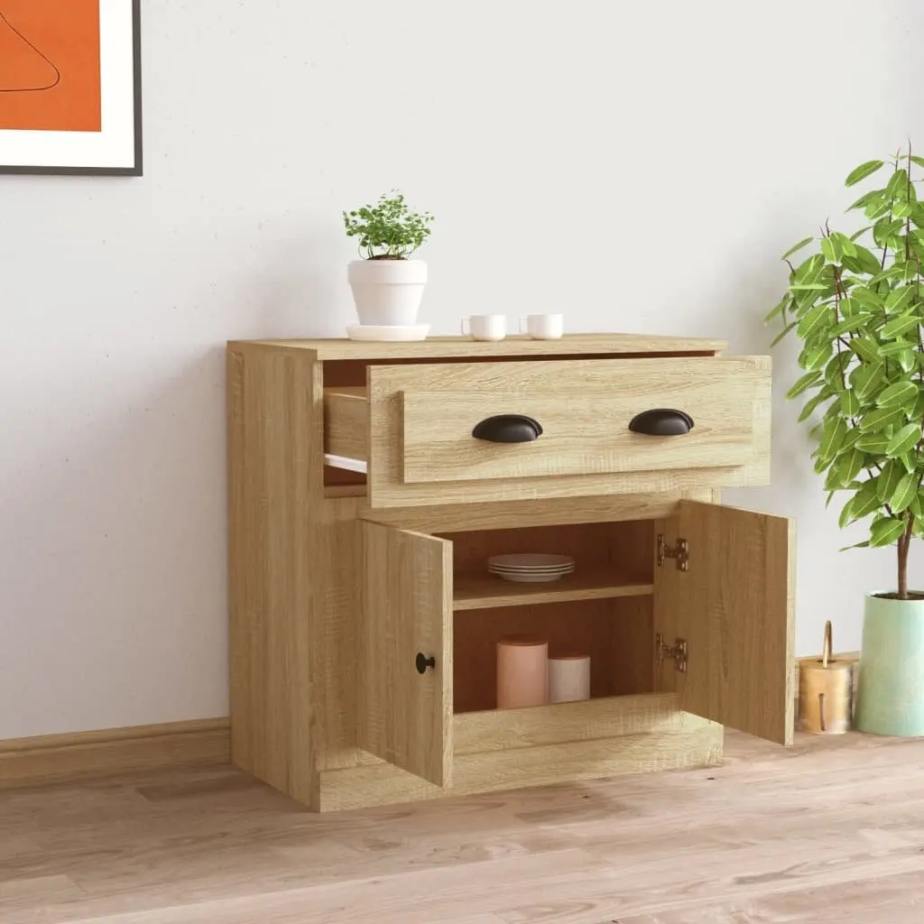 Sideboard Storage Cabinet Engineered Wood Ample Storage Space Brown 70cm